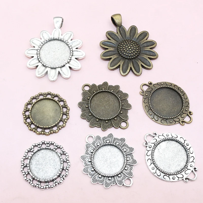 5-15pcs 16mm 18mm 내부 크기 펜던트 카보콘 공백베이스 설정 베젤 트레이..
