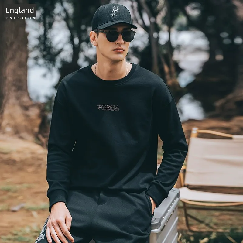 

Yingjuelun Autumn New Fashion China-Chic Sweater Men's Youth Round Neck Pullover Long Sleeve Casual Loose Shoulder Drop Top