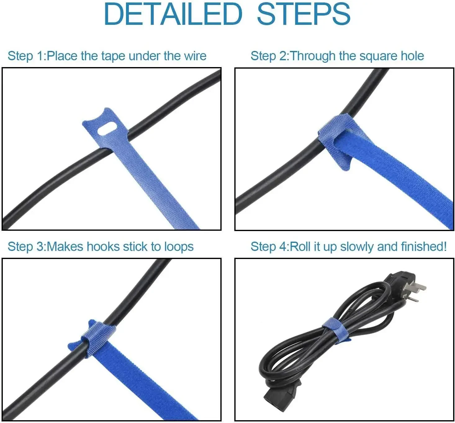 Description Picture 6 of item10/30/50 Self-Adhesive Hook Fasteners for Cable Management Automatic Hook and Loop Tapes DIY Garment Sewing Attaches  Arts