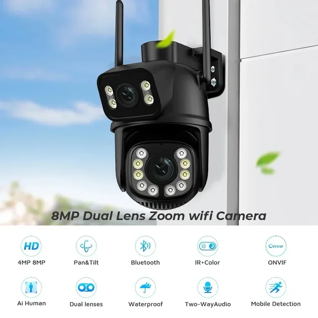 4K 8MP PTZ WIFI Camera Dual Lens Dual Screen IP Camera Outdoor 4MP HD Auto Tracking Security Protection CCTV Surveillance ICSee - Image 3