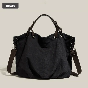 حقيبة حمل قماشية بخيوط خياطة ذات سعة كبيرة 7