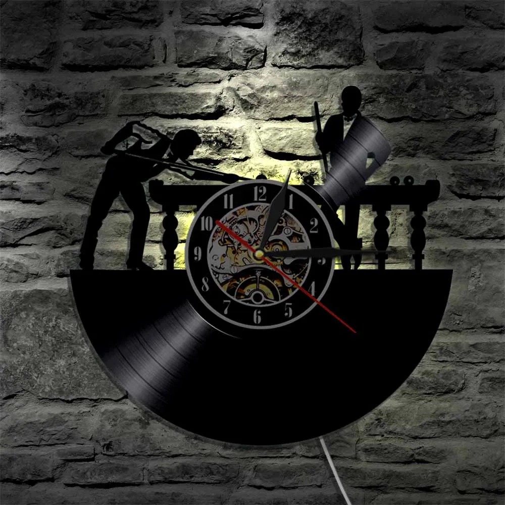 Biliardo Player Wall Sign Orologio Da Parete Personalizzato Biliardo Unico Snooker Room Decor Vinile Record Clock Man Cave Gift