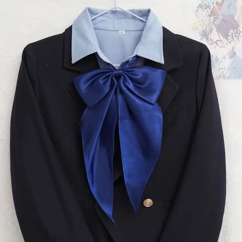 Preppy Chic Solid Color JK Uniform Bowties Women Red Butterfly Oversized Swallowtail Bowknot College Girls Collar Fashion Cravat