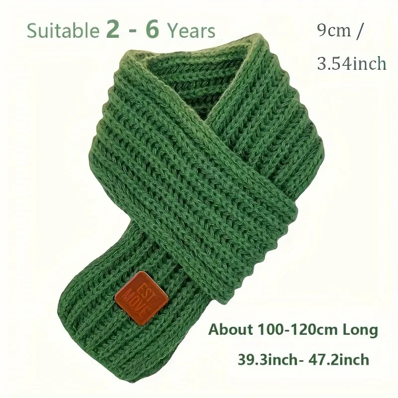 2Pcs Kids Winter Warm Scarf, Solid Color Knitted Shawl, Warm Accessory, Suitable for 2-6 Years Old Boys and Girls Daily Wear