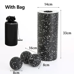 Enhanced Yoga Massage Roller Set for Back, Leg, and Hip Muscle Relaxation (Black B - With bag)