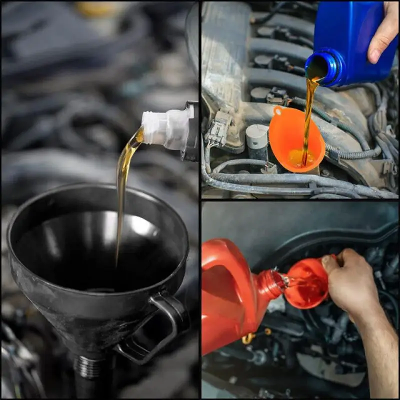 

3Pc Fuel Funnels Set Plastic Long Neck Oil Funnels with Detachable Spout & Filter Multi Caliber Refueling Funnel