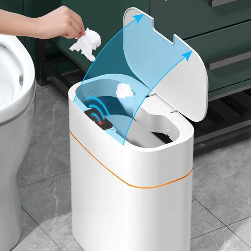 Pattumiera intelligente con sensore e coperchio, senza batterie, 8 L, automatica, per bagno, camera da letto, ufficio, cucina, nero e oro | Leroy Merlin