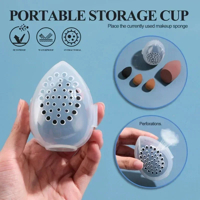 1PC Travel Cosmetic Sponge Box New Portable Pink and White Egg Plastic Box Powder Sponge Cosmetic Cosmetic Organizer 4