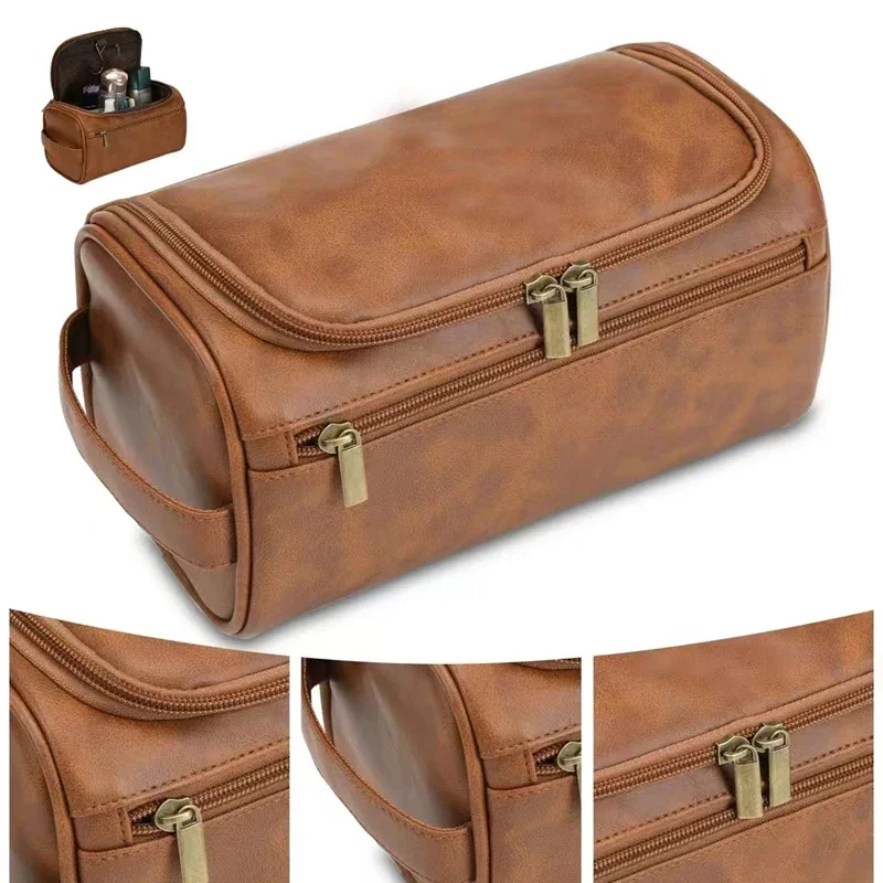 Mochatree Men Vintage Bag,Toiletry Travel Necessary Business Cosmetic Makeup Cases Male Hanging Storage Organizer Wash Bags 2