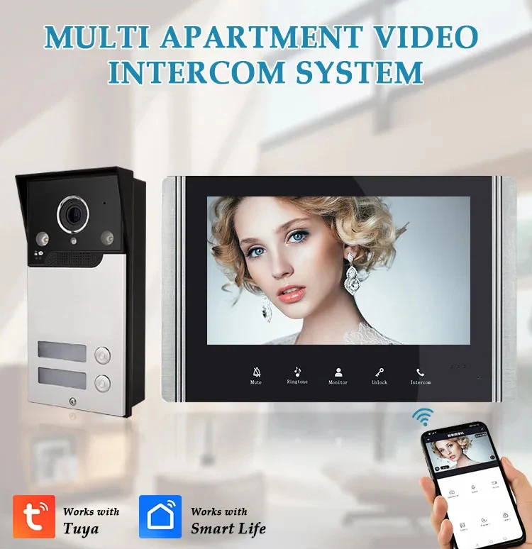 

Видеодомофон, 7 дюймов, Wi-Fi, с камерой