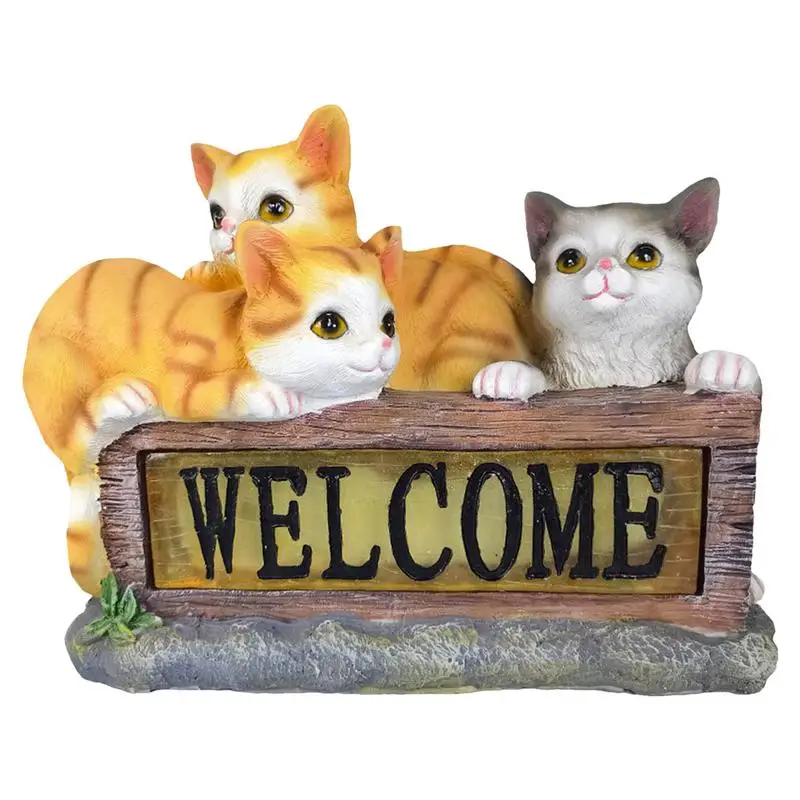 

Cat Solar Light Welcome Sign Cats Statue With Solar Waterproof Luminous Cat Sculpture For Patio Lawn Yard Porch Pond Deck Walkwa