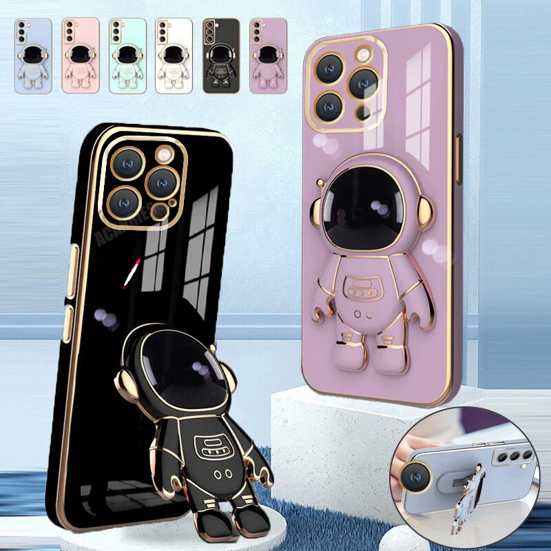 Astronaut Holder Luxury Plating Silicone Stand Case