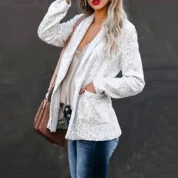 2021 outono e inverno novo pequeno terno lantejoulas jaqueta moda roupas femininas blazer