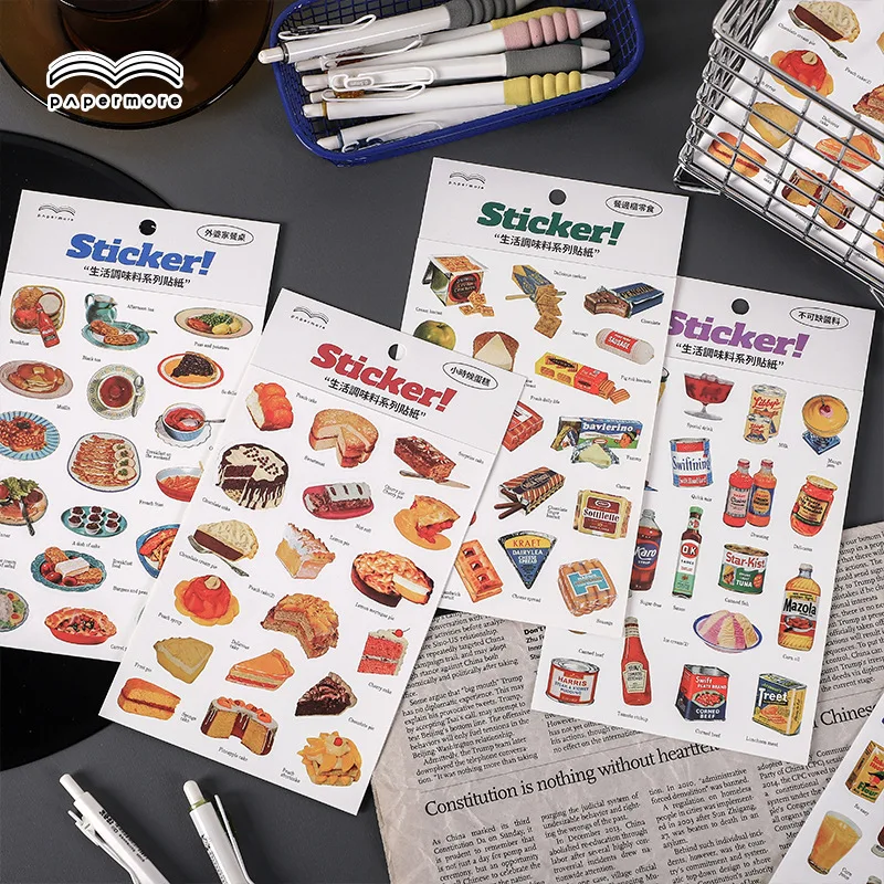 1 pc 스낵 테마 스티커 접착제 Diy 일기 앨범 수제 장식 콜라주 저널 노트북 Scrapbooking 재료