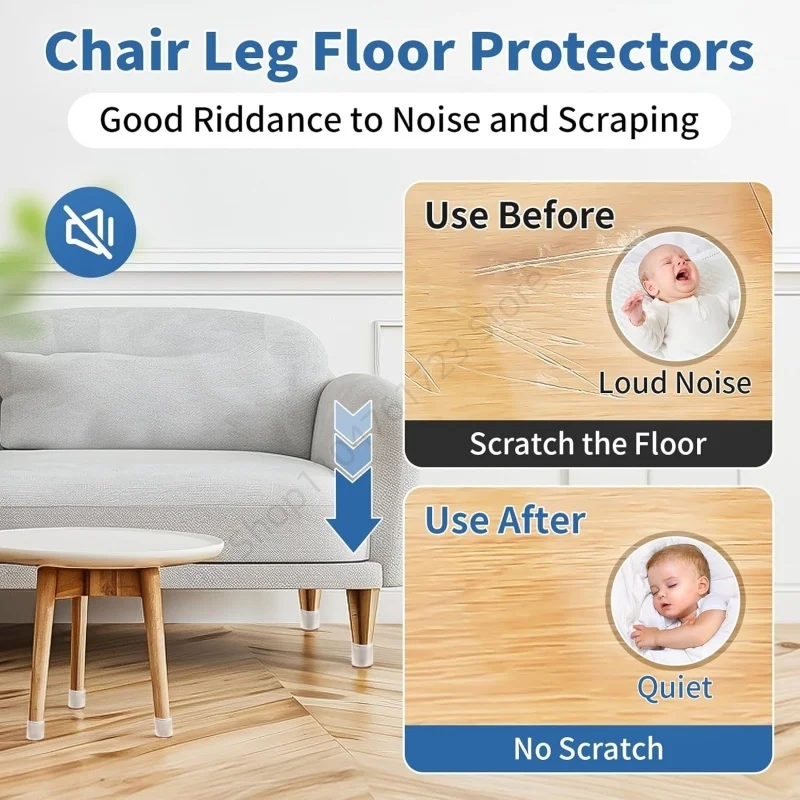 8Pcs 실리콘 가구 의자 다리 캡 두꺼운 펠트 미끄럼 방지 바닥 보호 매트 가구 레벨링 피트 커버 홈 장식