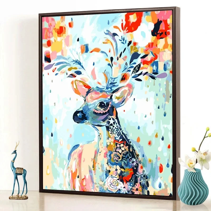 

Oil painting filling color hanging painting animal cute pet fill color decompression handmade painting decorative painting cherr