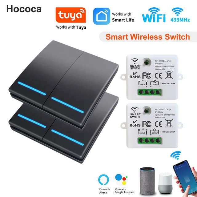สวิตช์ไร้สายอัจฉริยะ Tuya แบบใช้แบตเตอรี่ ระยะไกล ชนิด 86 สำหรับแผงไฟฟลูออเรสเซนต์ 1/2/3 ช่อง สวิตช์ควบคุมไฟแบบรีโมท 1