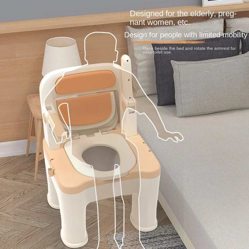 Elderly Bath Chair Toilet Seat Dual Use, Thickened Portable Indoor Commode Toilet Chair for Elderly Disabled Disability Aids
