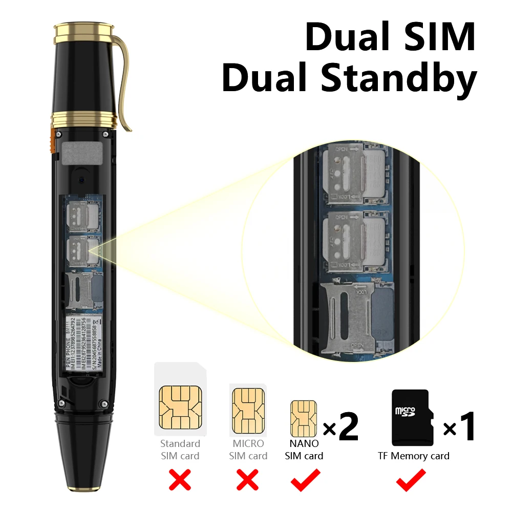Original SERVO BM111 Cell phone Pen Fan three in one multifunction Mobile Phone Bluetooth Dial Recorder Magic Voice Dual Card