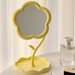 Elegant Desktop Flower Mirrors for Creative Home and Bedroom Decor (1pc - yellow)