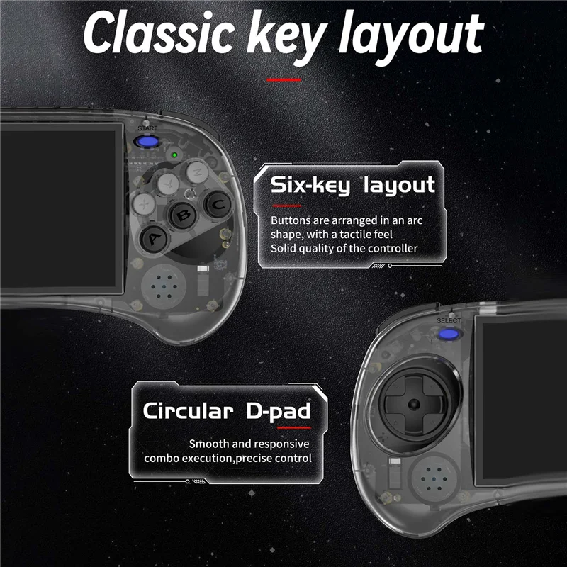 RG ARC-S Handheld Game Console 128G 4Inch IPS Linux OS Six Button Design Retro Video Players Support Wired Handle A Easy To Use