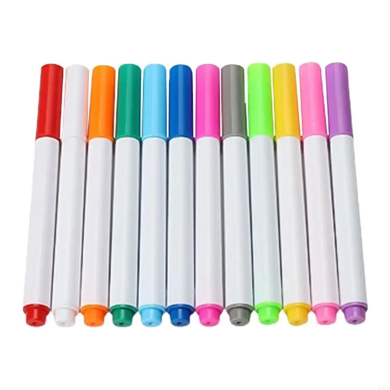 H37F 12 Colors Disappearing Fabric Marker Erasable Pen Sewing Fabric Markers Marker Pen Water Soluble for Sewing