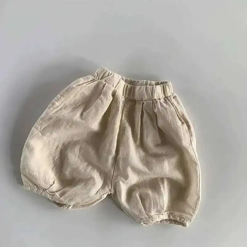 Frühling Sommer Kinder Shorts 1-8Y Jungen Mädchen Baumwolle Leinen Laterne Kurze Hosen Hosen Koreanische Kleinkind Tragen Für Kinder Kleidung Neue – Detail 5