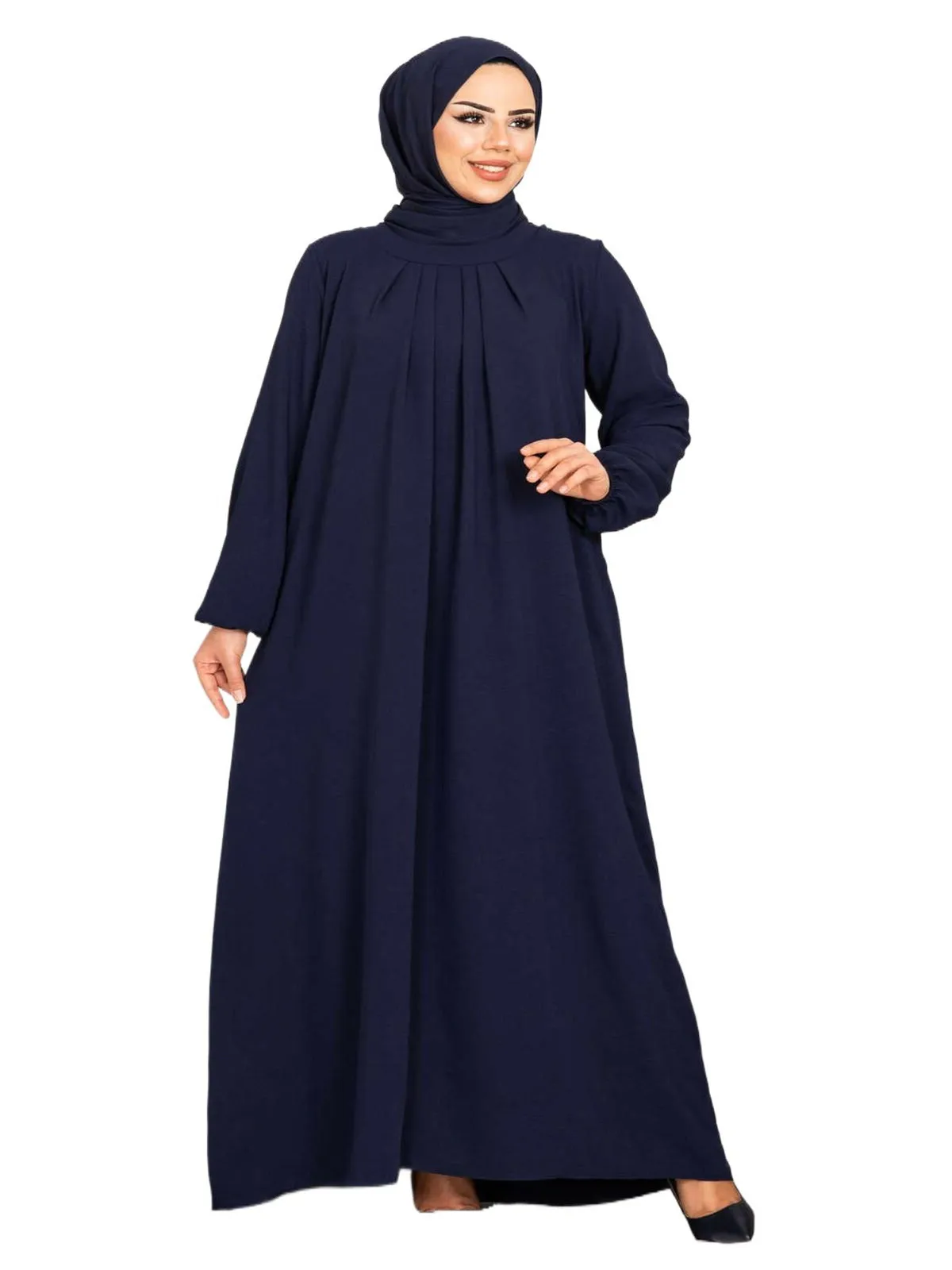 Modest Muslim Fashion Dress Solid Color Pleated Abaya Dubai Turkey African Long Dresses For Women Islamic Clothing Kaftan 2023