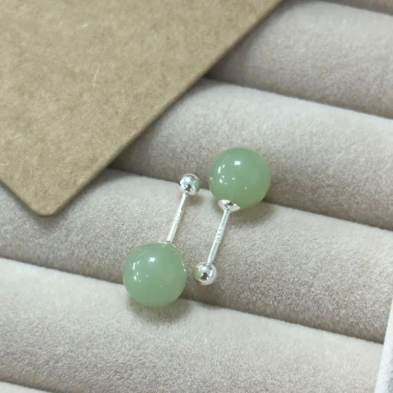 

925 Sterling Silver Ball Jade ​Small Stud Earrings For Women Piercing Luxury Elegant High Quality Fine Jewelry Free Shipping