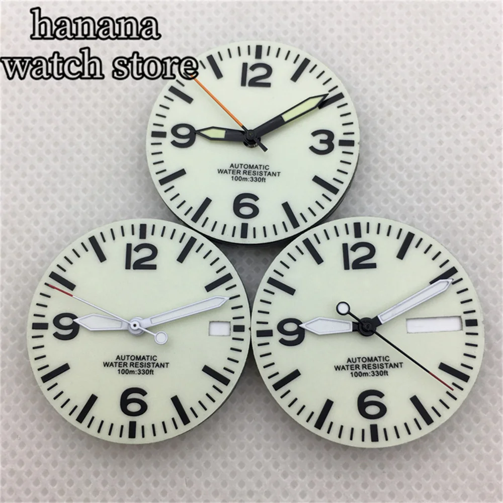 29mm Black and White Full Luminous Dial with Green Luminescence