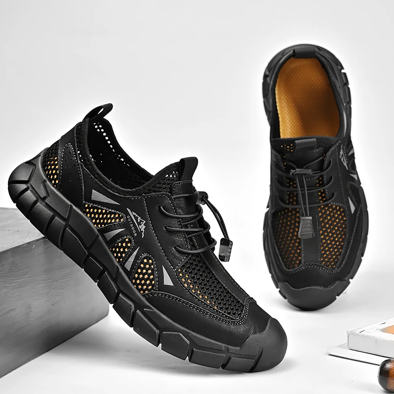 Light Breathable Casual Shoes Lace-Up Men Hiking Shoe for Men Sport Footwear Cool Outdoor Walking Shoes Summer Mesh Men Sneakers 6