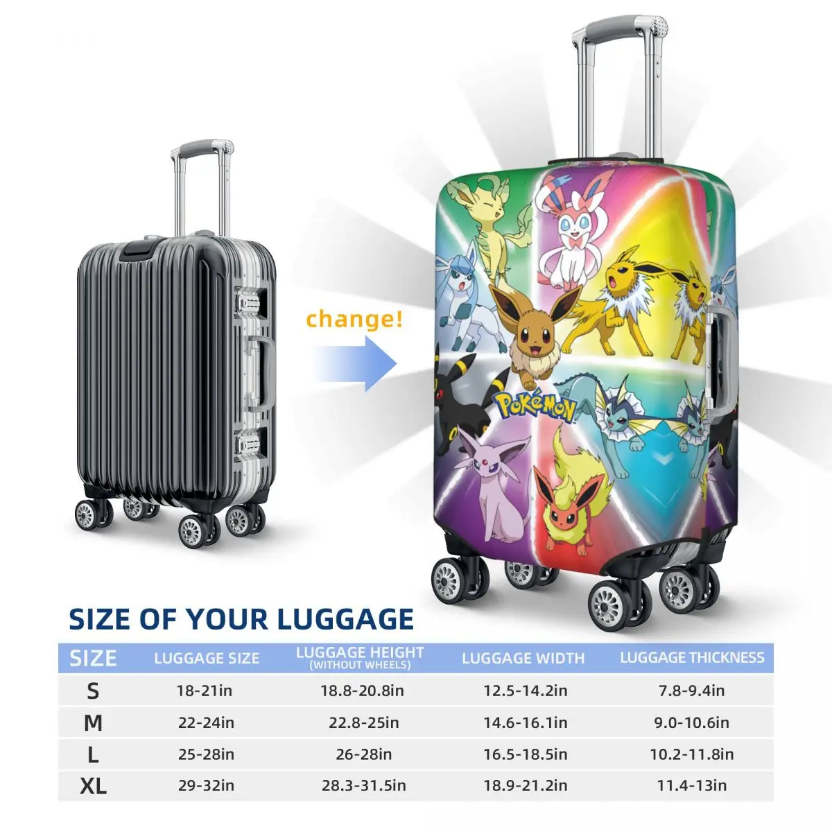 Pokemon Pikachu Luggage Cover Fashion Suitcase Protector Covers 18-32 inch