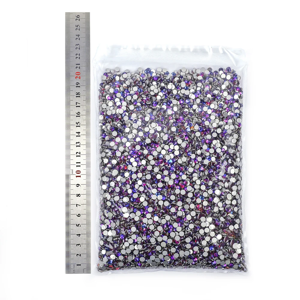 

Hot Sale14400Pcs Purple Velvet Glitter Crystal Non Hot Fix Rhinestones Glass Strass Flatback For DIY Nails Decorations