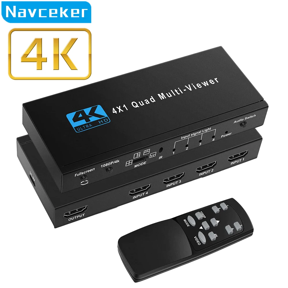 4K Hdmi-Compatibile Multiviewer 4X1 1080P Quad Screen Multi Viewer Hdmi Multi-Viewer Splitter Switcher Senza Cuciture Con Ir Per Pc