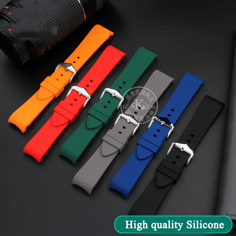 

18mm 20mm 22mm 24mm Curved End Watch Band For Omega Seiko Casio Strap Sport Silicone Diving Waterproof Wrist Rubber Bracelet