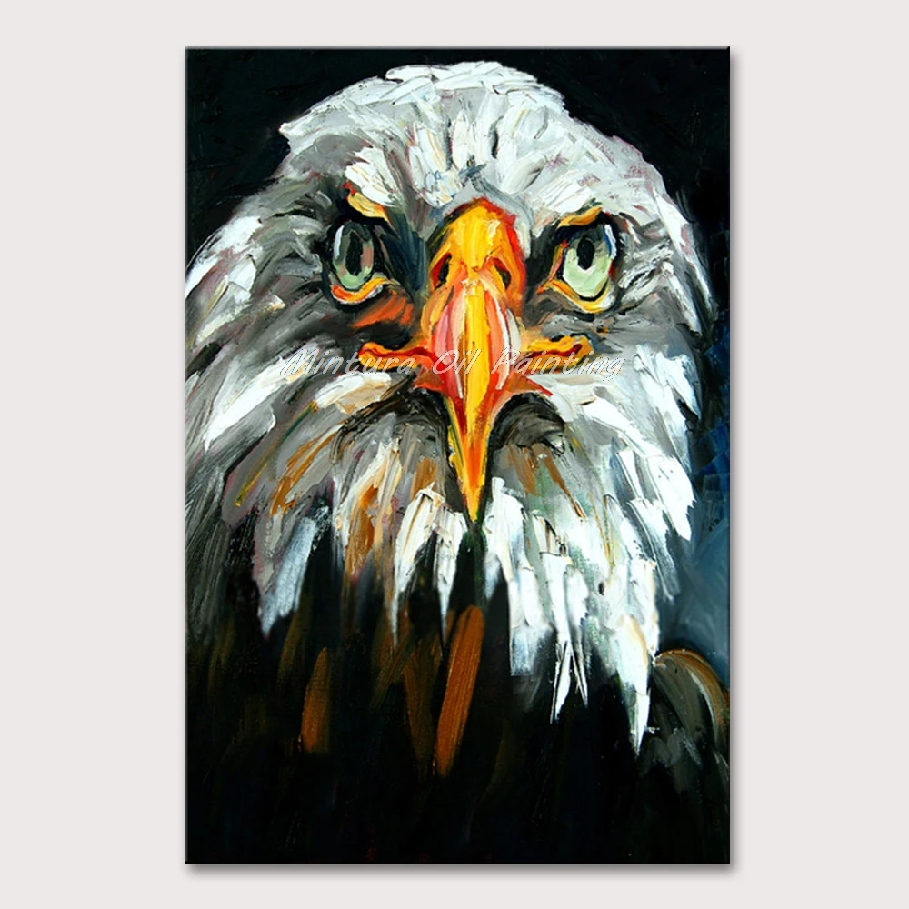 

Mintura Hand-Painted Mighty Eagle Animal Oil Painting on Canvas,Wall Picture for Living Room Home Decor Morden Abstract Pop Art