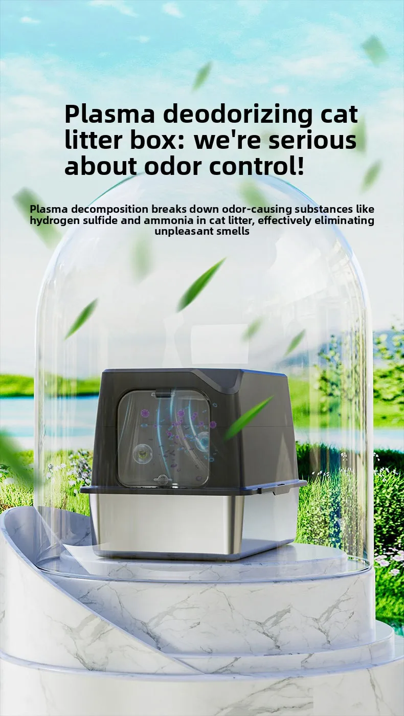 Automatic Self Cleaning Cat Litter Box Large Covered Deodorizing_voghion.com