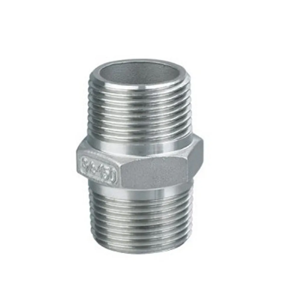 3/81/2 3/4 1 1-1/4 Stainless Steel Hexagonal Outer Wire 201 Investment Casting Double-Ended Direct Through Water Pipe Joint 1 8 3 8 1 2 3 4 1 1 1 4 male thread hex nipple stainless steel pipe joint 304 for direct connection of water heating pipe