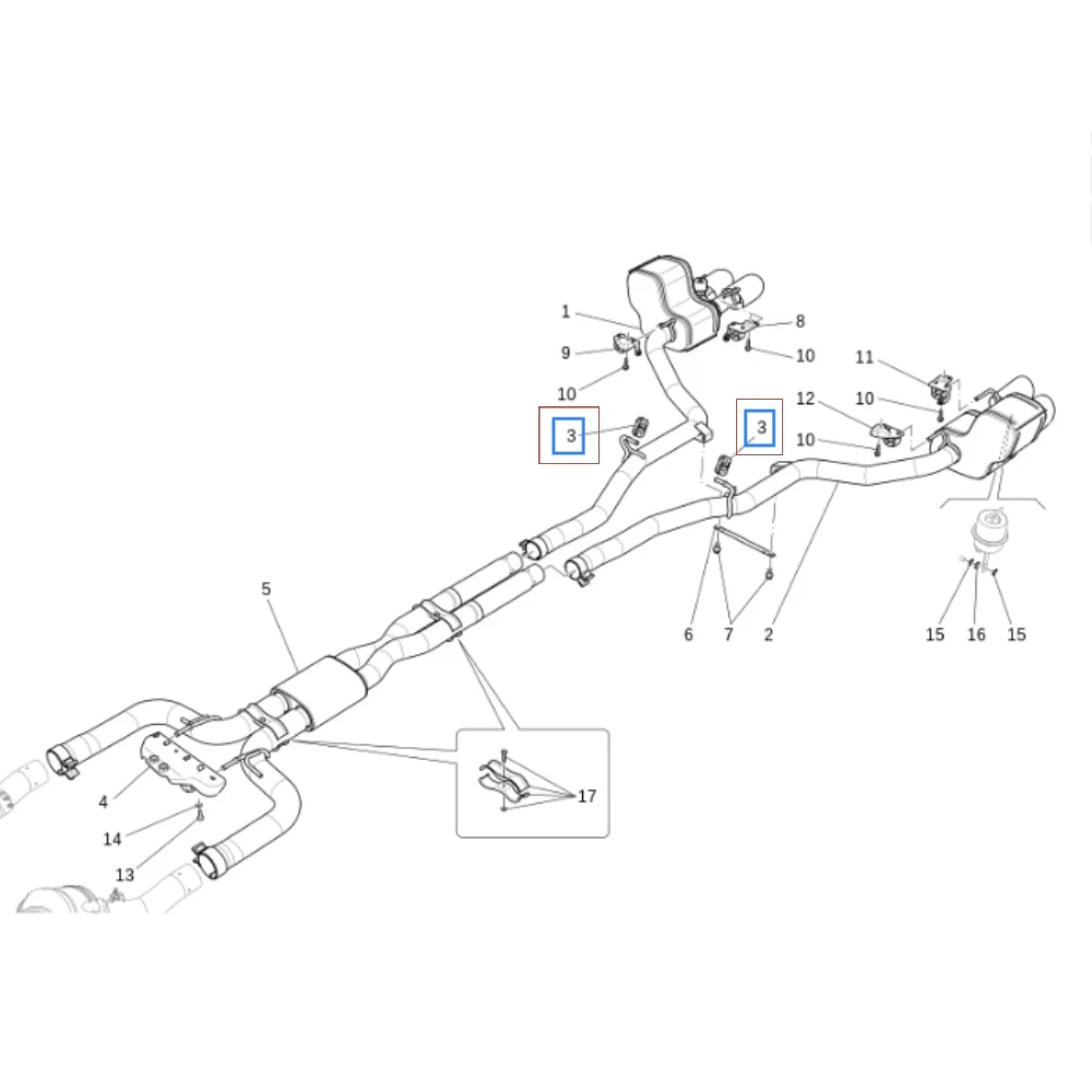 For Maserati Quattroporte Ghibli Levante 2014- Exhaust Pipe Rubber Mounting Support Soft Gasket 675000059