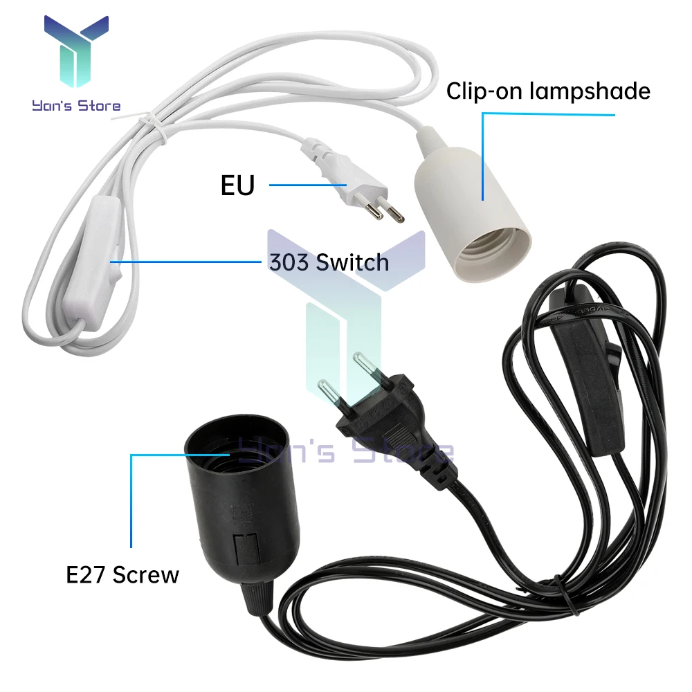 EU Plug 3.5m 6m Power Cord Cables E27 Lamp Base Holder With Switch Wire For Pendant Led Bulbs Fixture Hanglamp Suspension Socket
