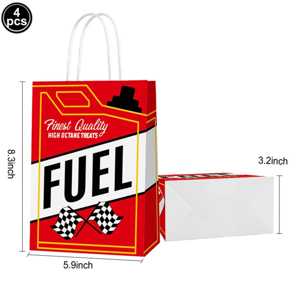 Rennwagen-Thema, Jungen-Geburtstagsparty-Zubehör, Kraftstoff kann Popcorn-Boxen behandeln, Strohhalme, Tassen, Flaschenaufkleber, Geschenktüte, Rennballon – Detail 3
