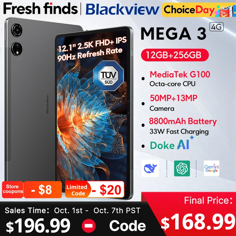 Blackview MEGA 3 タブレット 12.1インチ 2.5K 90Hzディスプレイ