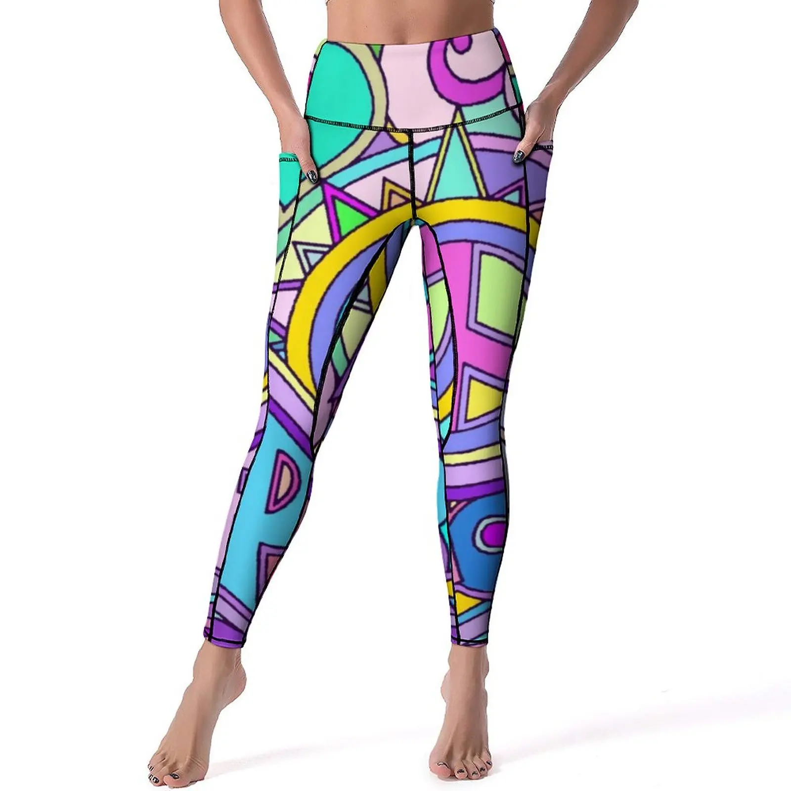 

Retro Peace Art Leggings Sexy Psychedelic Hippy High Waist Yoga Pants Aesthetic Stretchy Leggins Women Design Gym Sports Tights