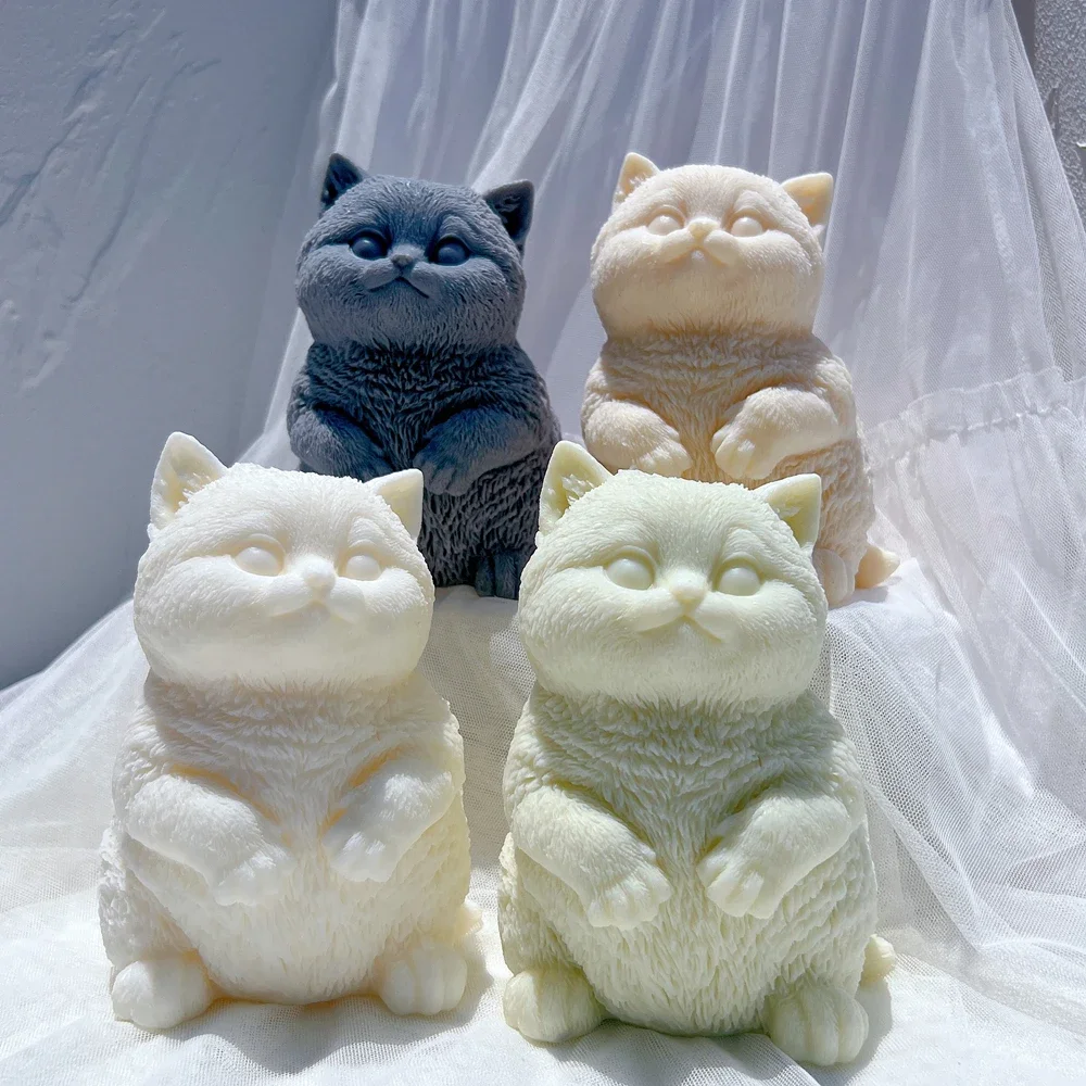 

Standing Cute Cat Candle Silicone Mold Animal Soy Wax Silicone Mould Cats Lover Home Decor Gift