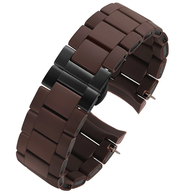 Rose Gold Buckle Silicone Wristband Bracelet - 20/23mm Strap