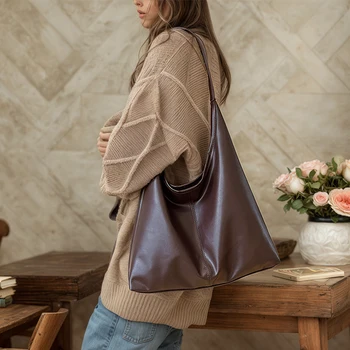 Nuova borsa tote vintage Borsa a tracolla da donna semplice di grande capacità Borsa hobo per borsa da pendolarismo femminile