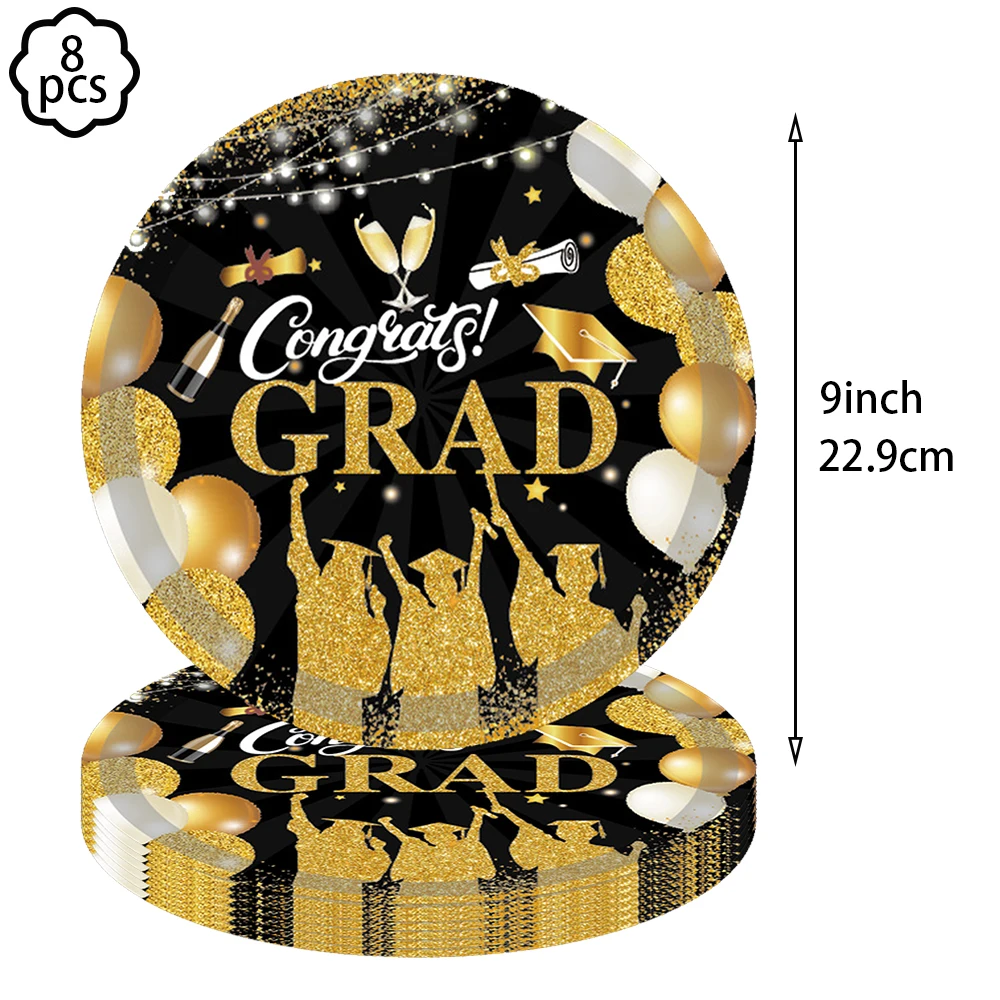 6pcs/Set Black And Gold Graduation Themes For The Graduating Class Of 2025, Including Graduation Ceremony Center Desktop Decorations Suitable For Graduation Party Supplies P 63004085