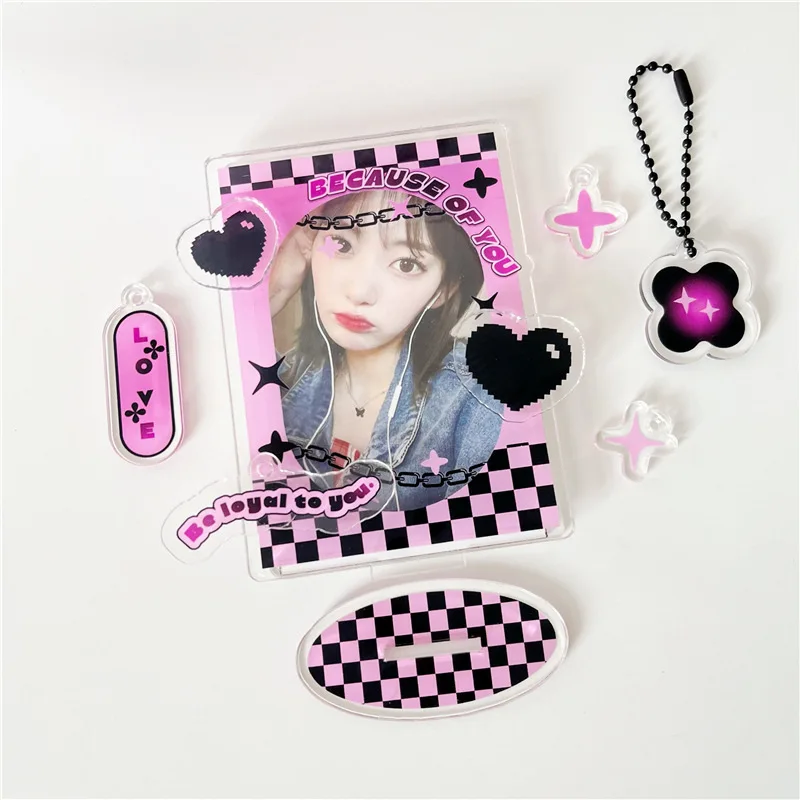 Acrylic Photo Frame 3 Inch 7pcs Parts Idol Postcards Display Photo Cards Decoration Card Holder Fashion Chain Stand card holder,card display stand,photo card holder,postcard holder