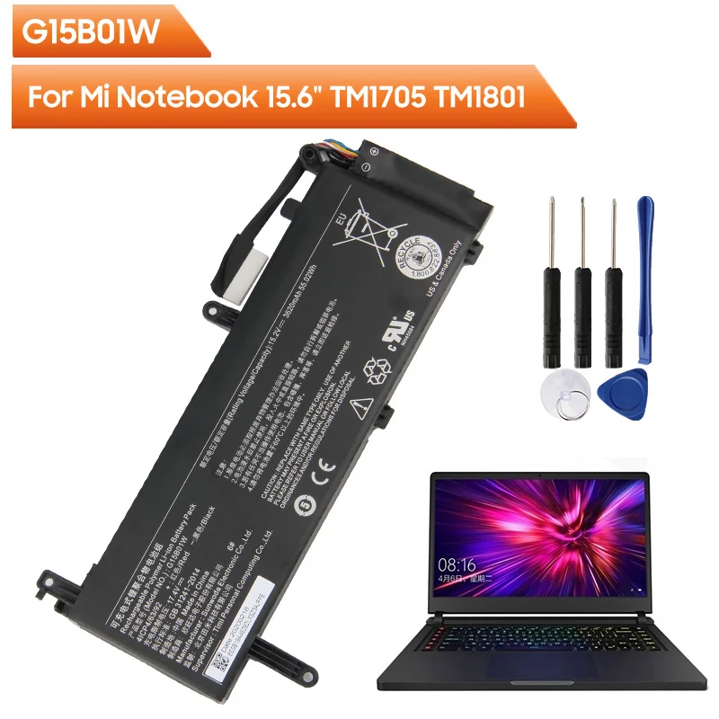 Сменный аккумулятор G15B01W для Xiaomi Mi Notebook 15 6 дюйма TM1705 TM1801 GTX1050Ti/1060 171502-AK/AN/AA/I 3620 мАч |