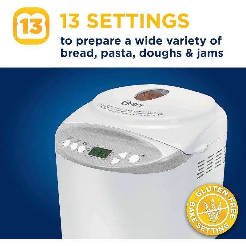 Oster Expressbake Bread Maker with Gluten-Free Setting, 2 Pound, White (CKSTBR9050-NP) 3